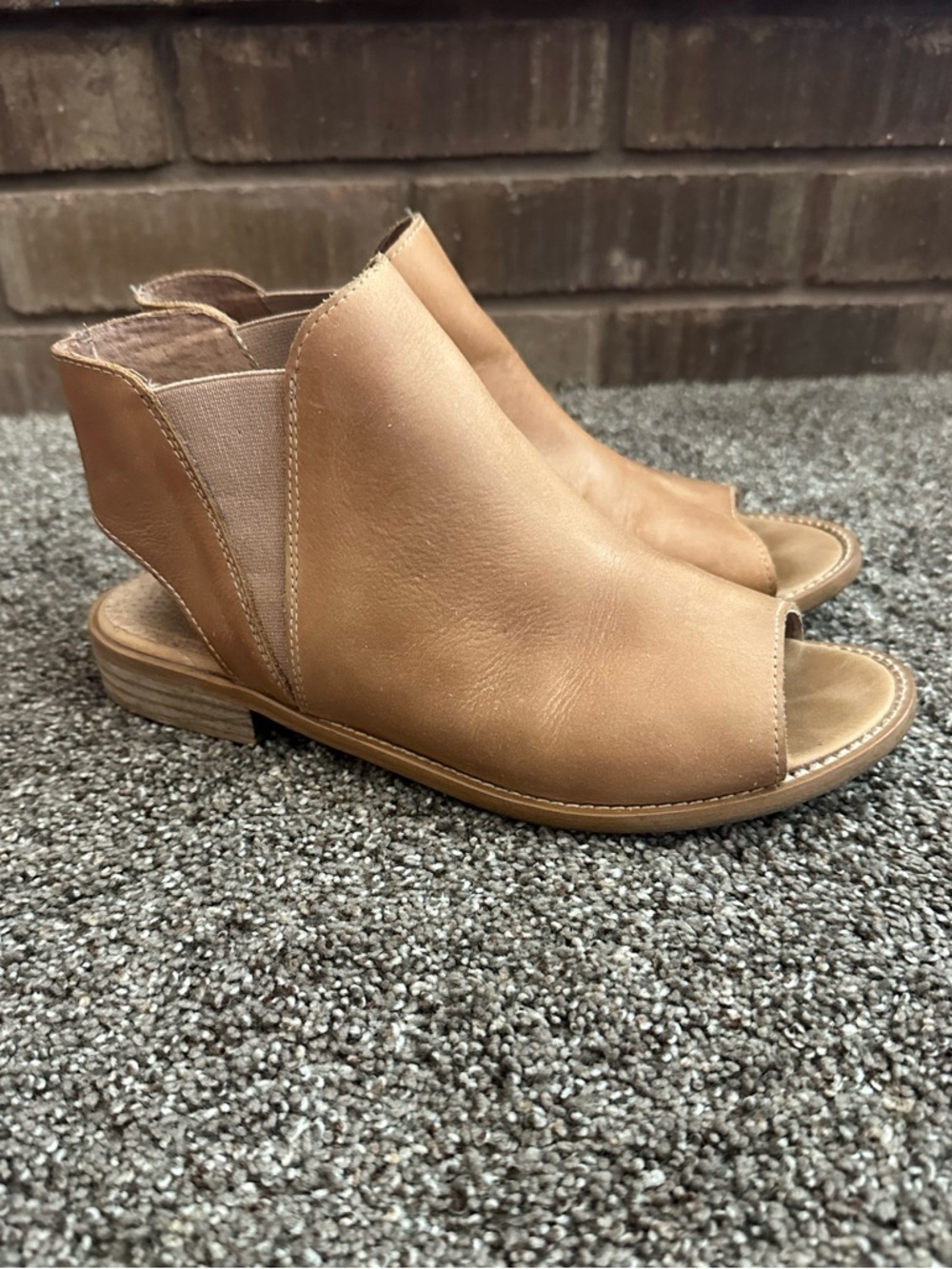 MUSSE & CLOUD Leather Open Toe Slingback Sandal Booties Size 39 Boho